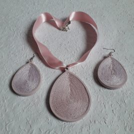 ELKELT BIB csepp alakú színes fonal fülbevaló és nyaklánc szett , fonal fülbevaló, ékszerszett