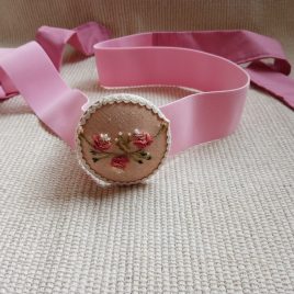 Hímzett rózsaszín megkötős OGEL öv, dekoratív övdísz