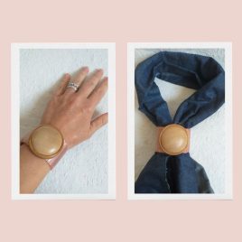 ELKELT OGEL Bézs 2:1 karkötő és sálgyűrű, textil karkötő és sálgyűrű, textilékszer