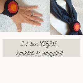 OGEL Piros 2:1 karkötő és sálgyűrű, textil karkötő és sálgyűrű, textilékszer,fonalékszer