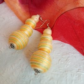 SELYEMÚT textilbogyó fülbevaló, fonalékszer, textil fülbevaló