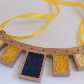 ELKELT Sárga FÁRAÓ KINCSE fa és fonalnyaklánc, egyedi ékszer,  különleges ajándék