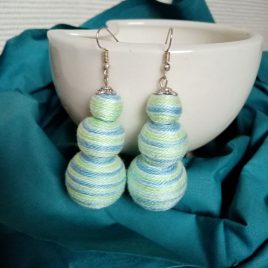 KÉK LAGÚNA  textilbogyó fülbevaló, fonalékszer, textil fülbevaló