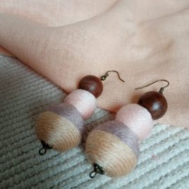 ŐSZI GESZTENYE textilbogyó fülbevaló, fonalékszer, textil fülbevaló