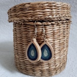 ELKELT Mini csepp alakú kék fülbevaló,textil egyedi fülbevaló, fonal fülbevaló