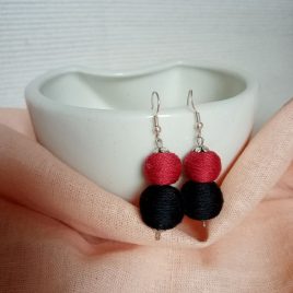 RULETT textilbogyó fülbevaló, fonalékszer, textil fülbevaló