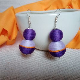 SELLŐ textilbogyó fülbevaló, fonalékszer, textil fülbevaló