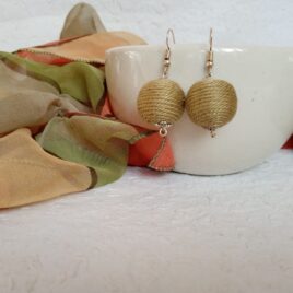 ZÖLD PÁZSIT textilbogyó fülbevaló, textil fülbevaló, textilékszer